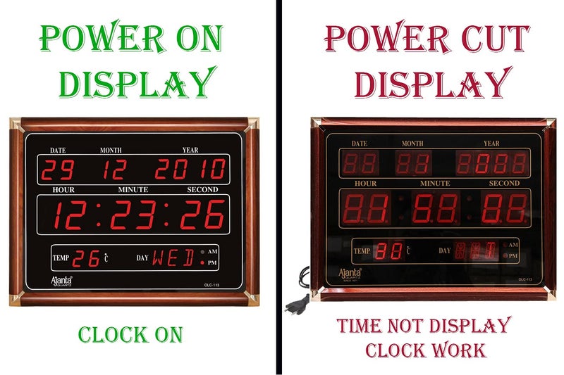 Ajanta Quartz Plastic Digital Red LED Rectangle Wall Clock OLC - 113 (39.6 cm x 29.6 cm x 3.5 cm, Black) - Image 3