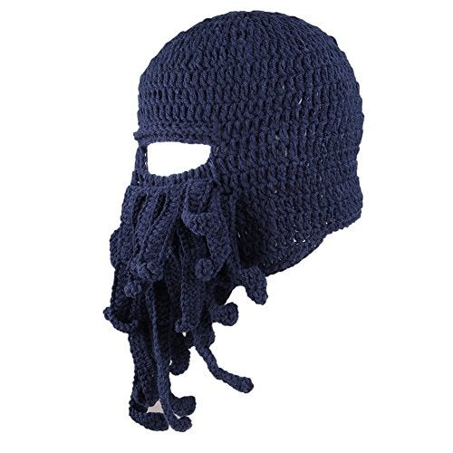 Kafeimali Men's Head Barbarian Vagabond Beanie Original Foldaway Beard Octopus Pirate Hats Bearded Caps (Deep Blue) - Image 3