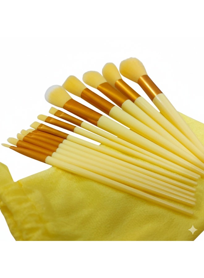 13pcs Yellow Makeup Brush Set - Image 2