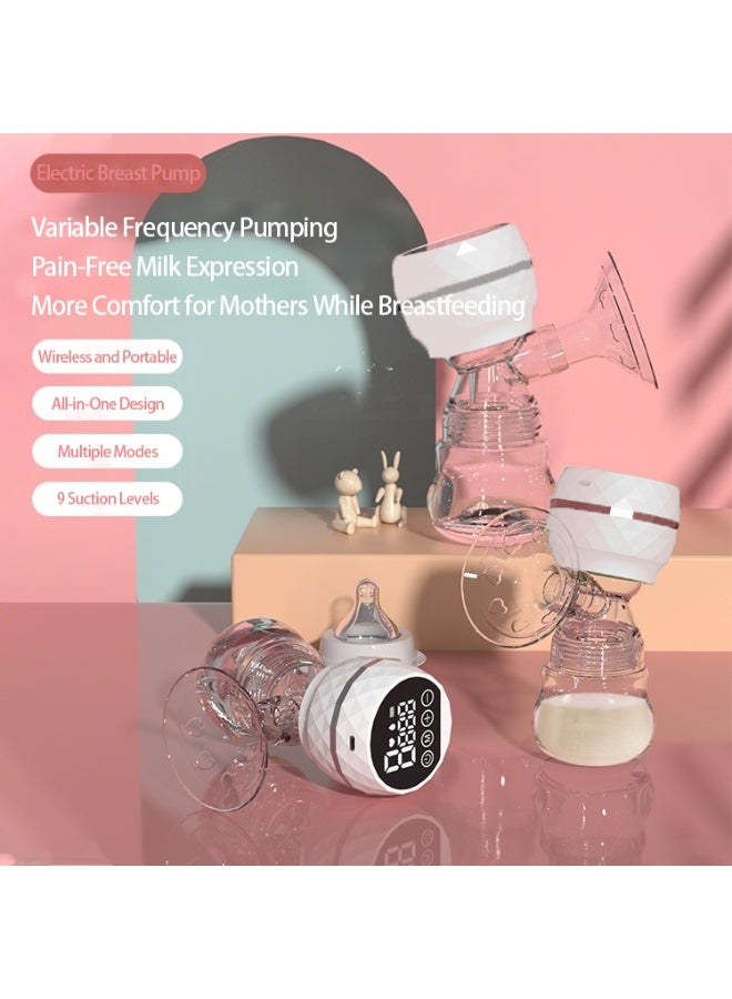 صورة العالمة شفاط حليب الأم، شفاط حليب كهربائي مع زجاجة أطفال سعة 180 مل، شفاط حليب محمول مفرد للرضاعة الطبيعية، مستخرج حليب قابل لإعادة الشحن عبر USB للاستخدام المنزلي، خالٍ من BPA، شاشة LED، 3 أوضاع، 9 مستويات شفط قابلة للتعديل، بدون استخدام اليدين، لاسلكي، تلقائي، هادئ، تدليك غير مؤلم للأمهات الجدد / المرضعات - Image 2