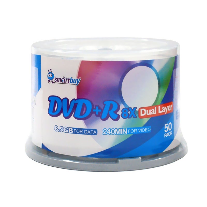 Smartbuy Smart Buy Logo 50 Pack DVD Plus R DVD+r Dl 8.5gb 8X Double Layer Blank Data Record 50 Discs Spindle - Image 1
