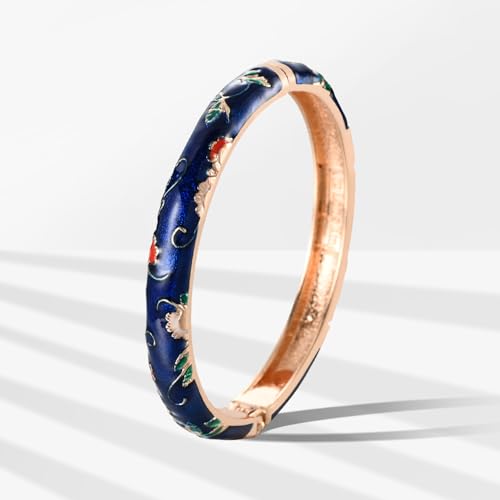 wynameleri Lastest Enamel Dark Blue Bangle Bracelet for Women in Gift Box - Image 2