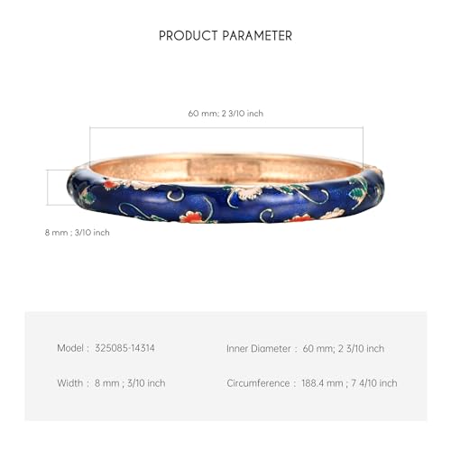 wynameleri Lastest Enamel Dark Blue Bangle Bracelet for Women in Gift Box - Image 3