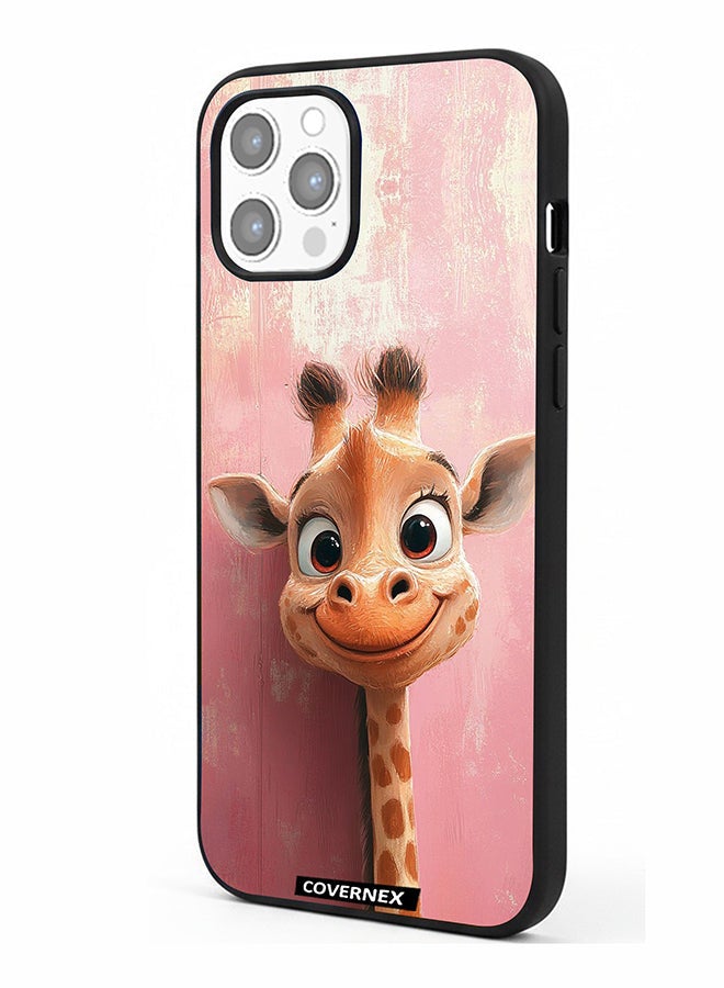 Covernex Apple iPhone 12 Pro Max Protective Case Cover Printed Featuring Sweet Giraffe Close Up Art - Image 1