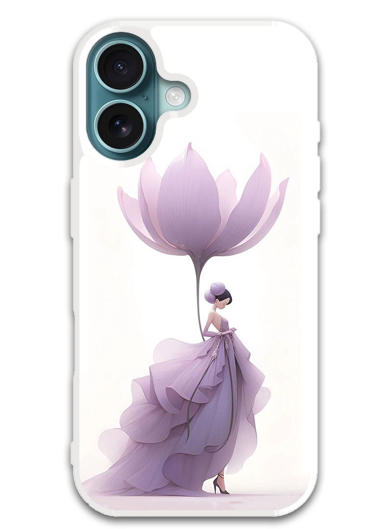 Theodor Protective Case Cover For APPLE IPHONE 16 Plus Women Flower (White Bumper) - Image 1