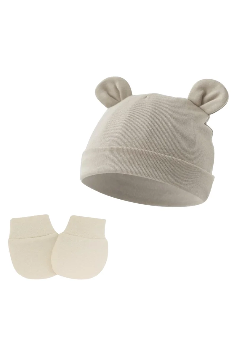 Bambimici Bambimici -  Set of 2 Little Bean Baby Hat - Beige