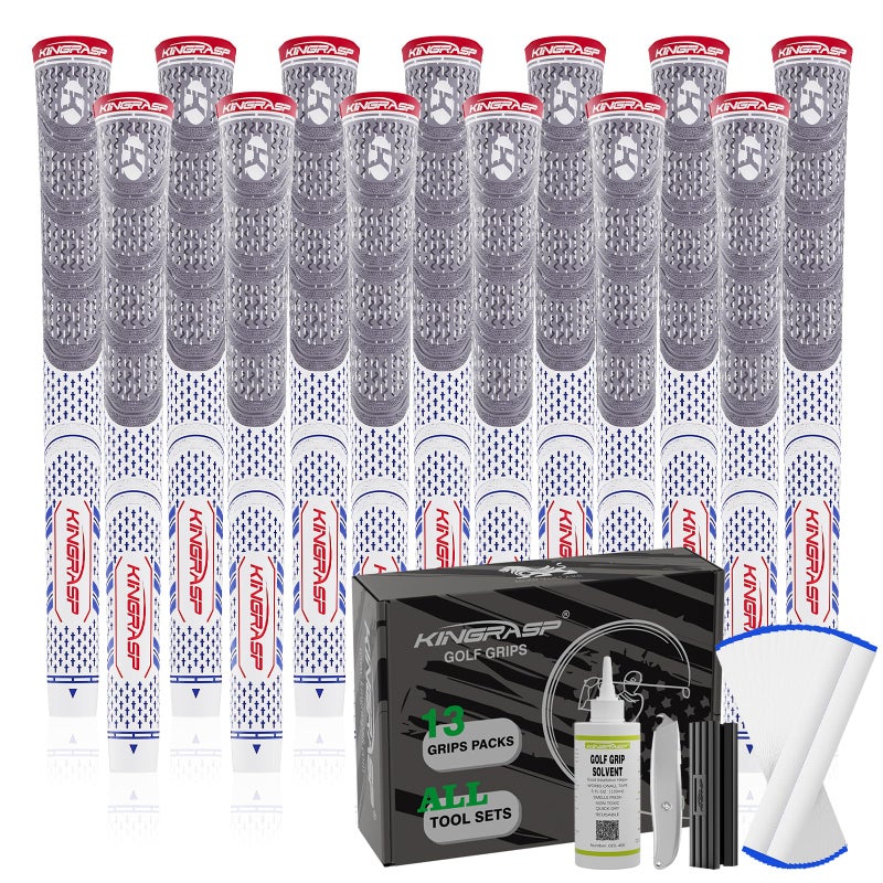 KINGRASP Premium Rubber Golf Grips 13 Pack, Anti-Slipï¼ŒSuper Stability,Cord Rubber, Golf Club Grips,Standard/Mid Size/Oversize, 13 Grips with All Kits - Image 1