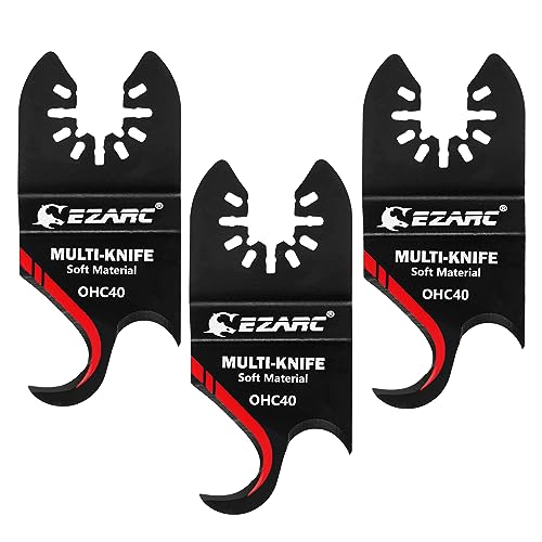 EZARC Oscillating Multi tool Hook Knife Blade, 3PCS Multitool Saw Blades for Cutting Soft Materials Roofing Shingles, PVC Carpet and Cardboard - Image 1