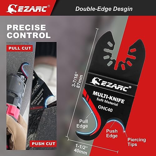 EZARC Oscillating Multi tool Hook Knife Blade, 3PCS Multitool Saw Blades for Cutting Soft Materials Roofing Shingles, PVC Carpet and Cardboard - Image 4