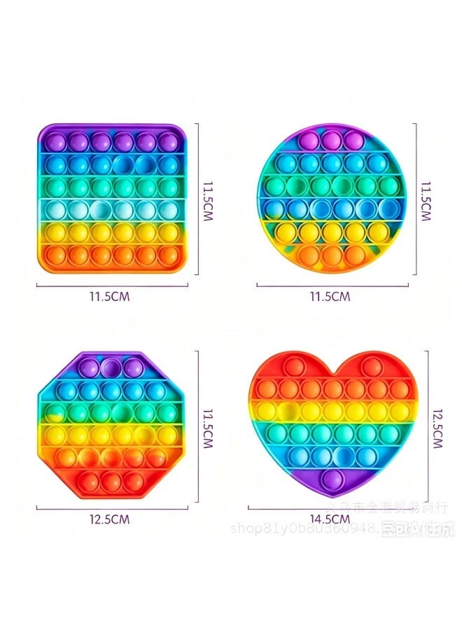 4 Pack Bubble Pop It Fidget Toy Set, Sensory Game for Kids and Adults, Suitable for Autism and Special Needs Stress Relief with 4 Shapes Heart, Circle, Octagon and Square (Random Color) - Image 2