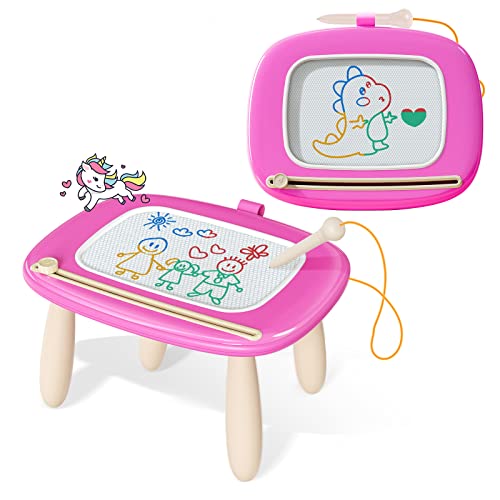 Kikidex Toddler Toys for 13 Years Sturdy Magnetic Doodle Board Reusable No Mess Educational Learning Toys for Kids Birthday Rose - Image 1