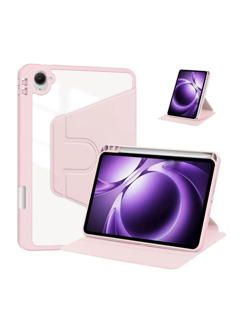 VKL Case for Xiaomi Redmi K Pad 8.8 inch 2025 Tablet Leather Case with Auto Wake/Sleep, 360° Rotating Stand Acrylic Clear Back Cover Built-in Pencil Holder (Pink) - Image 1