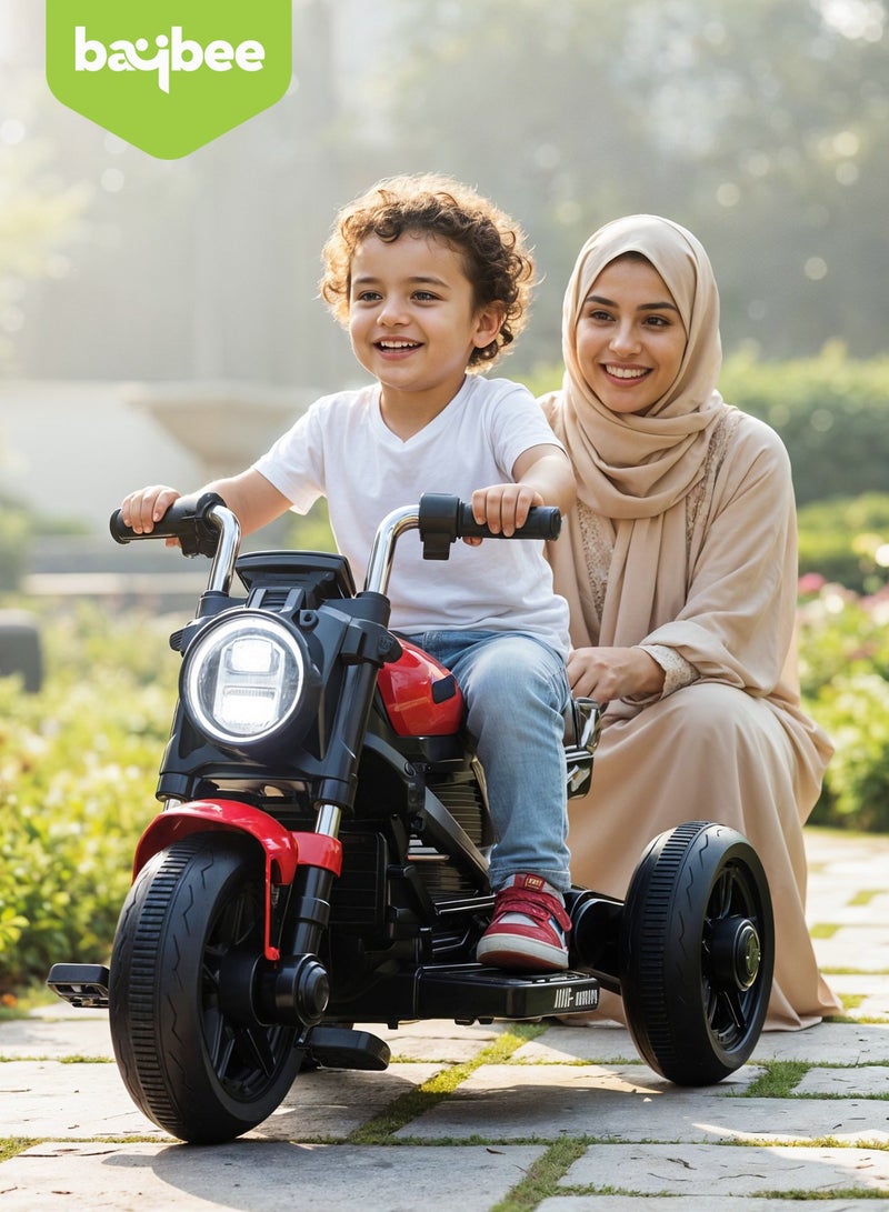 BAYBEE Electric Bike for Kids, Electric Ride on Kids Bike with Led Light, Music & Foot Accelerator | Baby Bike Ride on Kids Motorcycle Battery Bike for Toddlers | Baby Bike Battery Operated Bike for Kids Boys Girls 2+ Years Red - Image 1