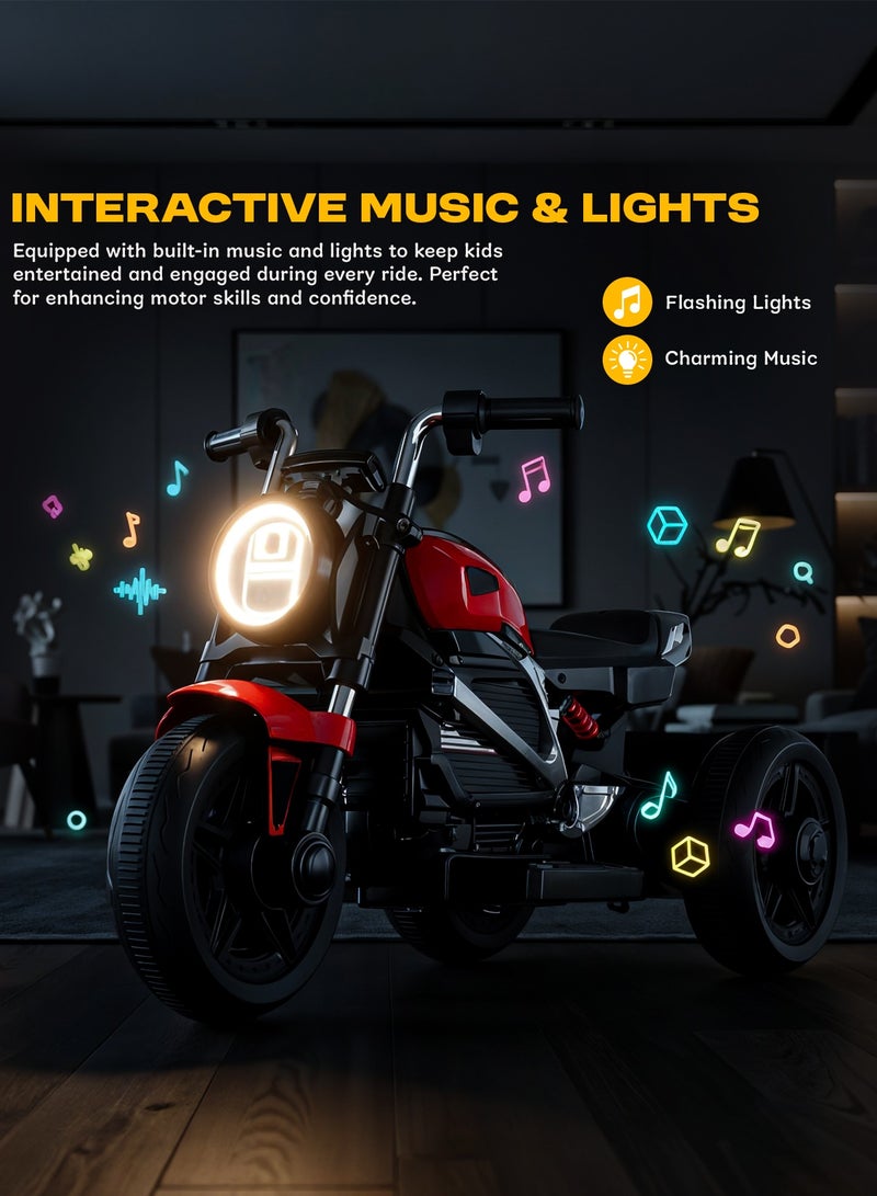 BAYBEE Electric Bike for Kids, Electric Ride on Kids Bike with Led Light, Music & Foot Accelerator | Baby Bike Ride on Kids Motorcycle Battery Bike for Toddlers | Baby Bike Battery Operated Bike for Kids Boys Girls 2+ Years Red - Image 4