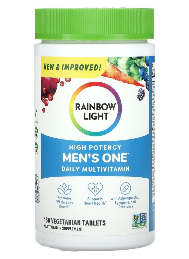 Rainbow Light Men's One Daily Multivitamin High Potency 150 Vegetarian Tablets 