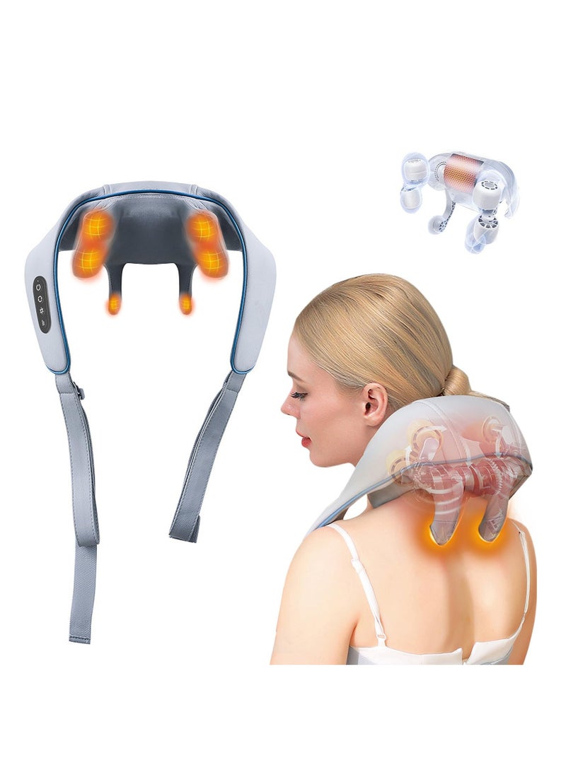 Excefore Neck Massager, Portable Electric Neck Massager, Massagers for Neck and Shoulder with Heat, Electric Neck Massager with Heat at Home for Muscle Relaxation, for Neck, Traps, and Back Pain Relief  - Image 1