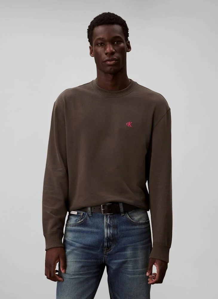 Calvin Klein Jeans Monogram Embroidery Terry Sweatshirt