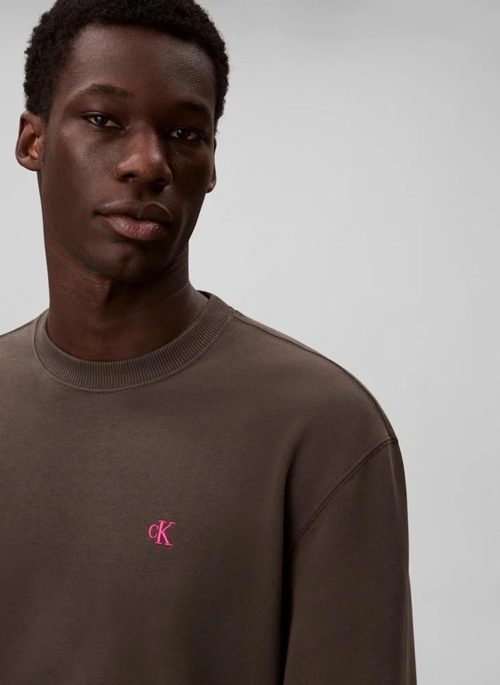 Calvin Klein Jeans  Monogram Embroidery Terry Sweatshirt for Men | Best Price UAE