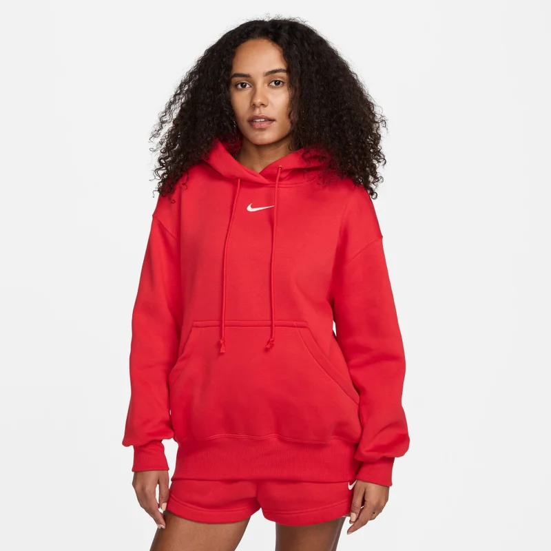 Nike Red Women's Sportswear Phoenix Fleece Hoodie for Women | Best Price UAE