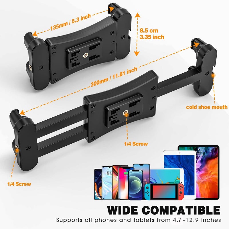 Cenawin Tablet Tripod Mount Adapter with Ball Head, Holder for 4.7-12.9 Inch Tablets, Compatible with iPad Pro, Air, Mini, Selfie Stick, Monopod - Image 3