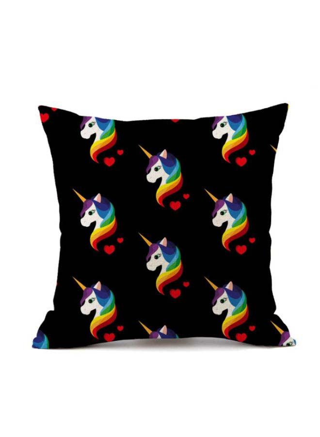 نيبمينينت غطاء وسادة ديكور بطبعة يونيكورن أسود/أحمر/أبيض 45x45سم