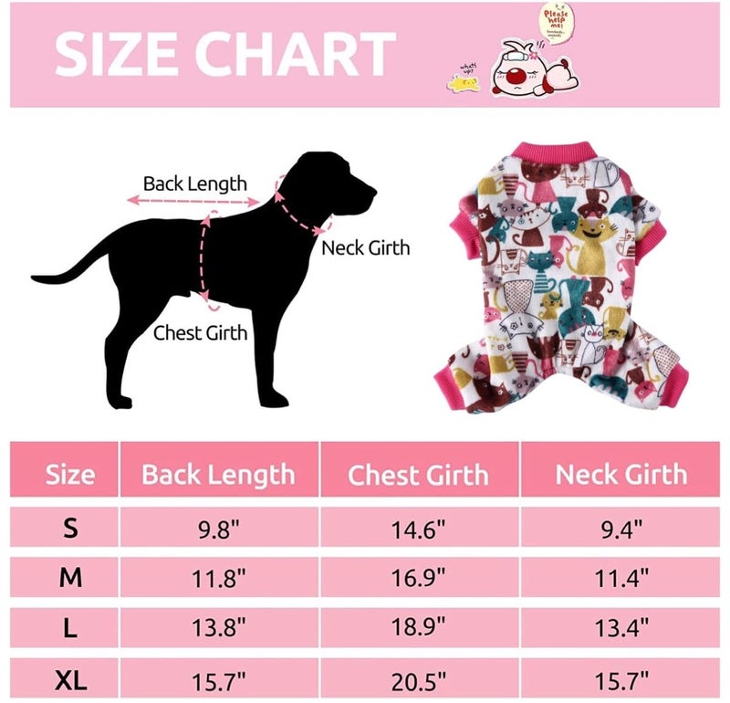 PETANGEL Dog Pajamas Coat Cat PJSJumpsuit Soft Velvet Doggie Jumpers Onesies Jammies Fleece Cat Apparel Pet Clothes Warm Flannel Cold Weather Puppy Small Dogs Rompers (CuteCats Size: L) - Image 5