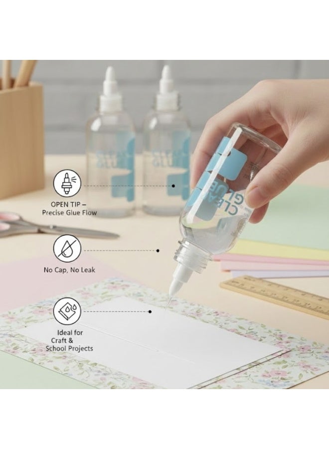 لوكاداه عبوة من 3 زجاجات غراء سائل شفاف - زجاجات لاصقة شفافة ممتازة مزودة بفوهات دقيقة، سهلة الاستخدام بالضغط، تركيبة سريعة الجفاف، مثالية للمشاريع المدرسية، والعمل المكتبي، والأعمال الحرفية، والإصلاحات المنزلية، والاستخدامات المتعددة (متعددة الألوان) - Image 2