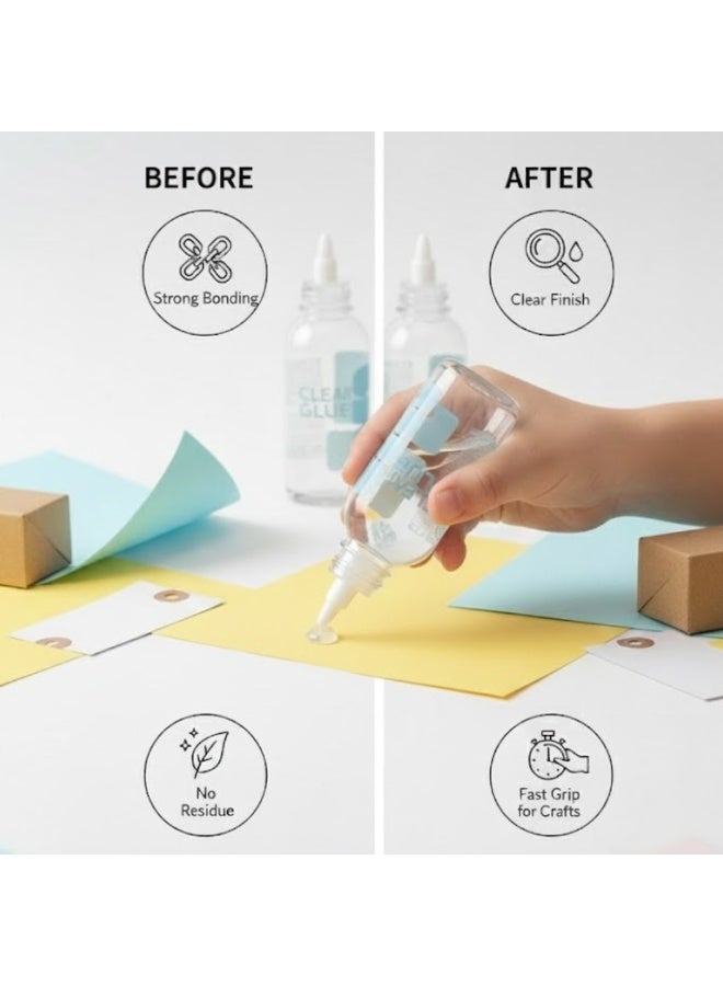 لوكاداه عبوة من 3 زجاجات غراء سائل شفاف - زجاجات لاصقة شفافة ممتازة مزودة بفوهات دقيقة، سهلة الاستخدام بالضغط، تركيبة سريعة الجفاف، مثالية للمشاريع المدرسية، والعمل المكتبي، والأعمال الحرفية، والإصلاحات المنزلية، والاستخدامات المتعددة (متعددة الألوان) - Image 4