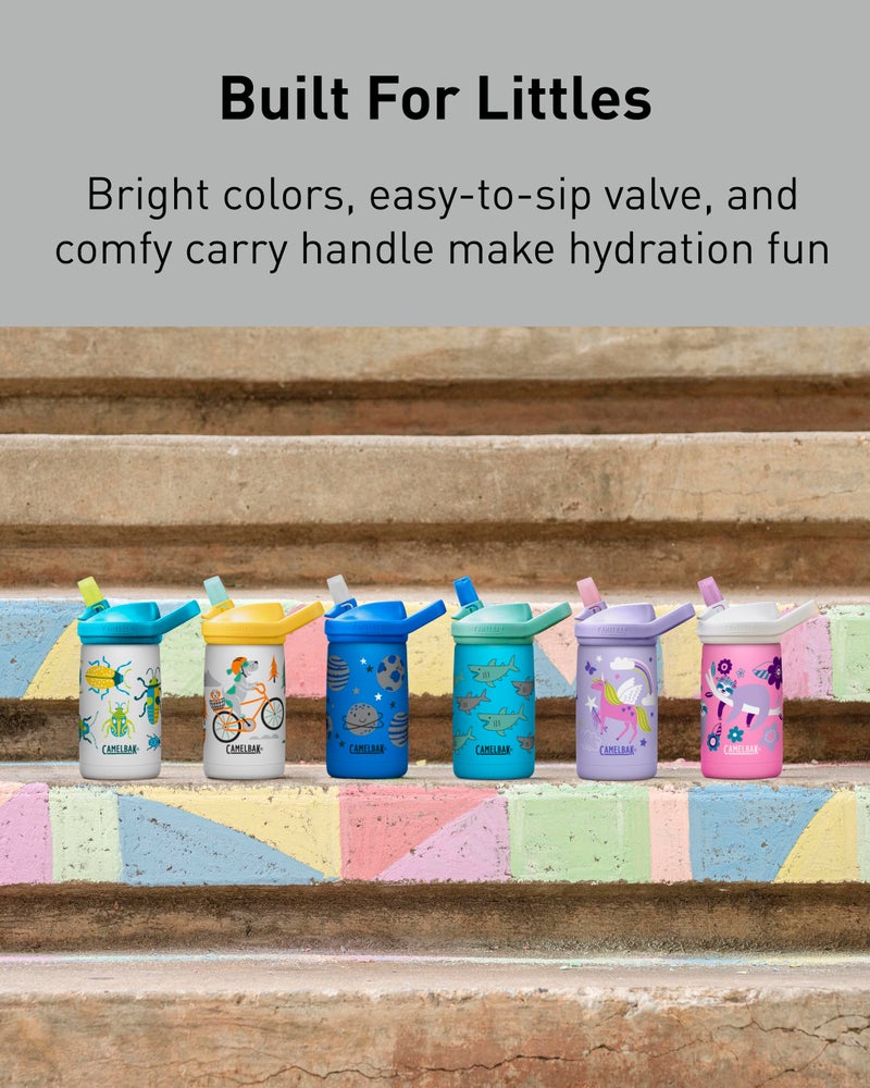 CamelBak Eddy+ Kids Bite Valve Straw Insulated Stainless Steel Water Bottle Space Smiles, 12oz - Image 5