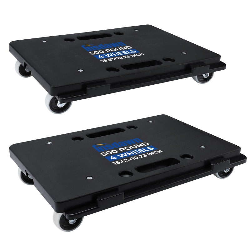 Insdawn Furniture Dolly, 2 Pack Moving Dolly Connectable, 15.63 x 10.23 inch, 500 Lbs Capacity, Furniture Movers 4 Wheels Heavy Duty, Small Flat Dolly Cart, Portable and Light Dollies - Image 1