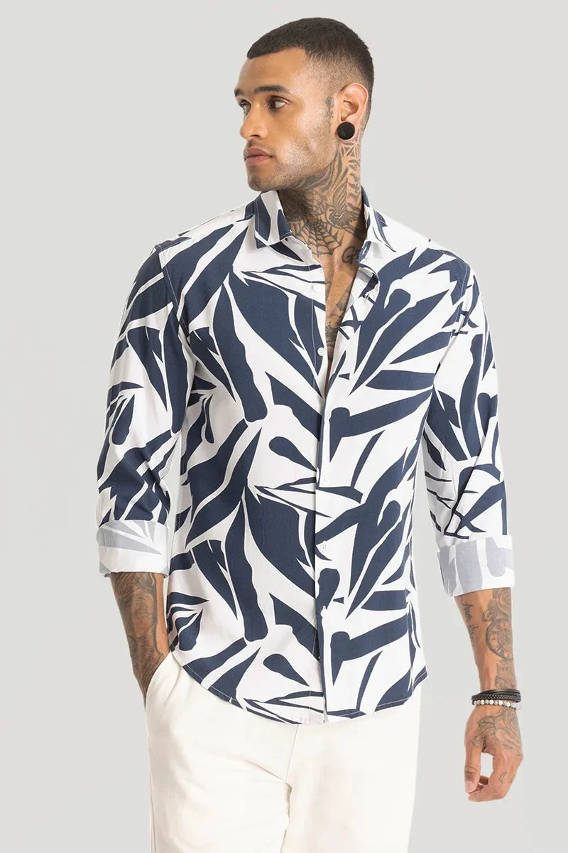 Snitch  Navy Abstract Printed Shirt for Men | Best Price UAE