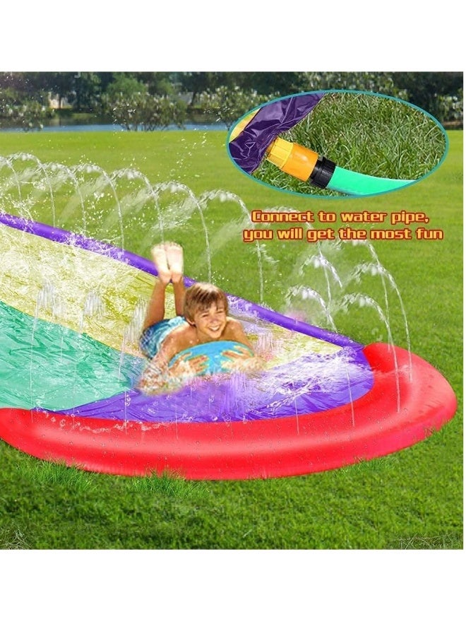 Slip and Slide for Kids, Water 16Ft Double Racing Lane Splash Pool with Two Boogie Boards Crash Pad,Summer Outdoor Slides Kids Backyard Sprinkler  - Image 4