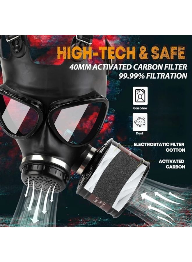 قناع تنفس كامل الوجه مع فلتر كربوني منشط 40 مم قابل لإعادة الاستخدام للحماية من الغبار - Image 5