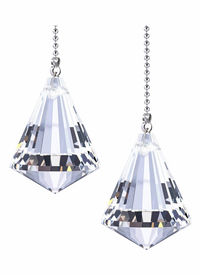 Clear Crystal Drop Pull Chain Extension with Connector for Ceiling Light Fan (100 cm) - Image 1