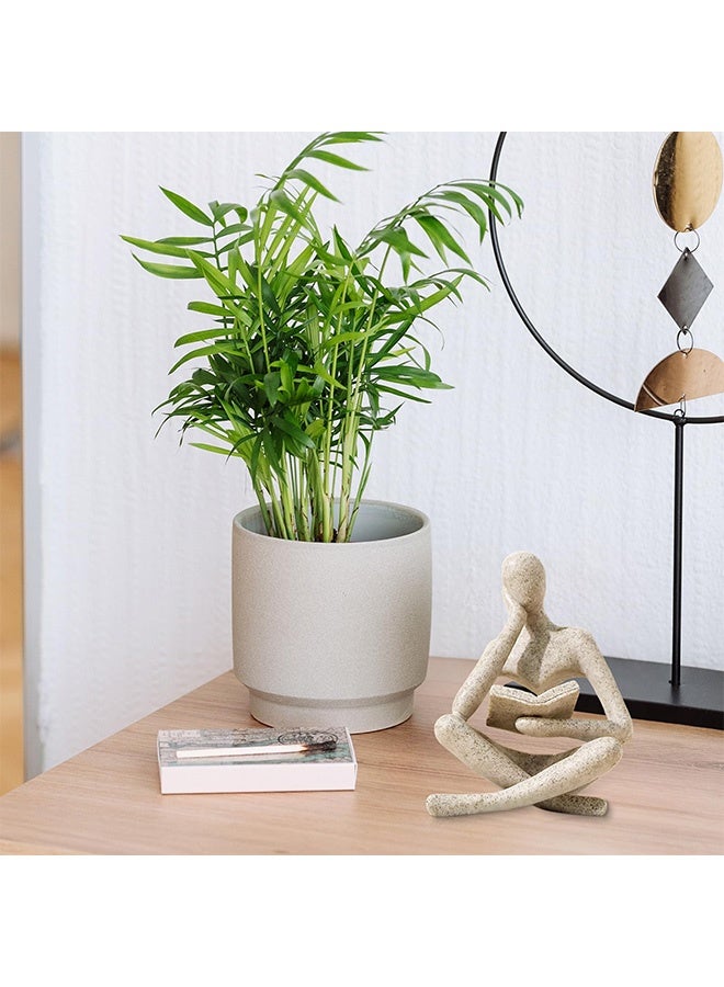 Peachjoy Bookshelf Decor Thinker Statue - Abstract Art Reading Thinker Sculpture Figurine Aesthetic, Modern Home Decoration for Living Room Office Shelves Coffee Table Desk Decor(Beige) - Image 5