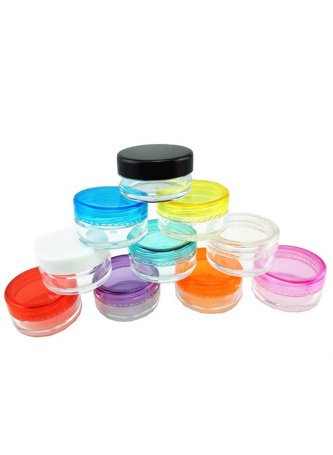 Yueton ?10 Empty Clear Boday Multi Color Top Lid Plastic Sample Containers 5 Gram Size Cosmetic Containers Pot Jars Eyshadow Container Lot - Image 1