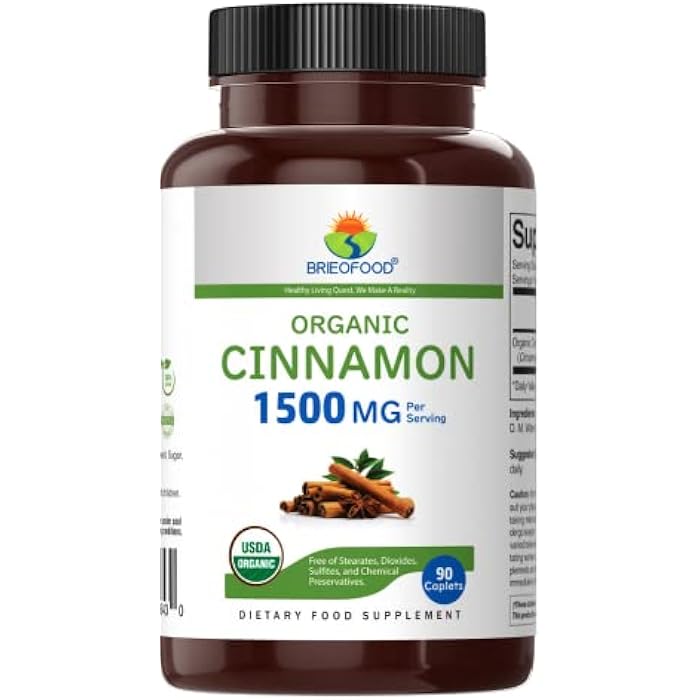 Brieofood Organic Cinnamon 1500mg, 45 Servings, Vegetarian, Gluten Free, 90 Vegetarian Tablets - Image 2