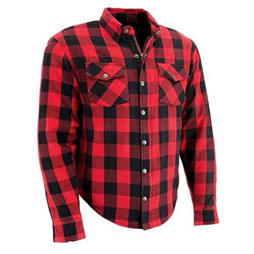 Milwaukee Leather MPM1631 Mens Armored Checkered Flannel Biker Shirt with Aramid by Dupont Fibers Large - Image 1