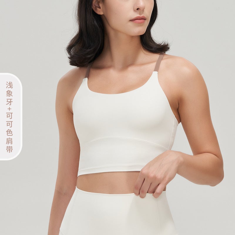 New Lulu Sports Underwear Naked Yoga Vest Water Drops Cross Beauty Back Shockproof Running Fitness Bra - Image 1