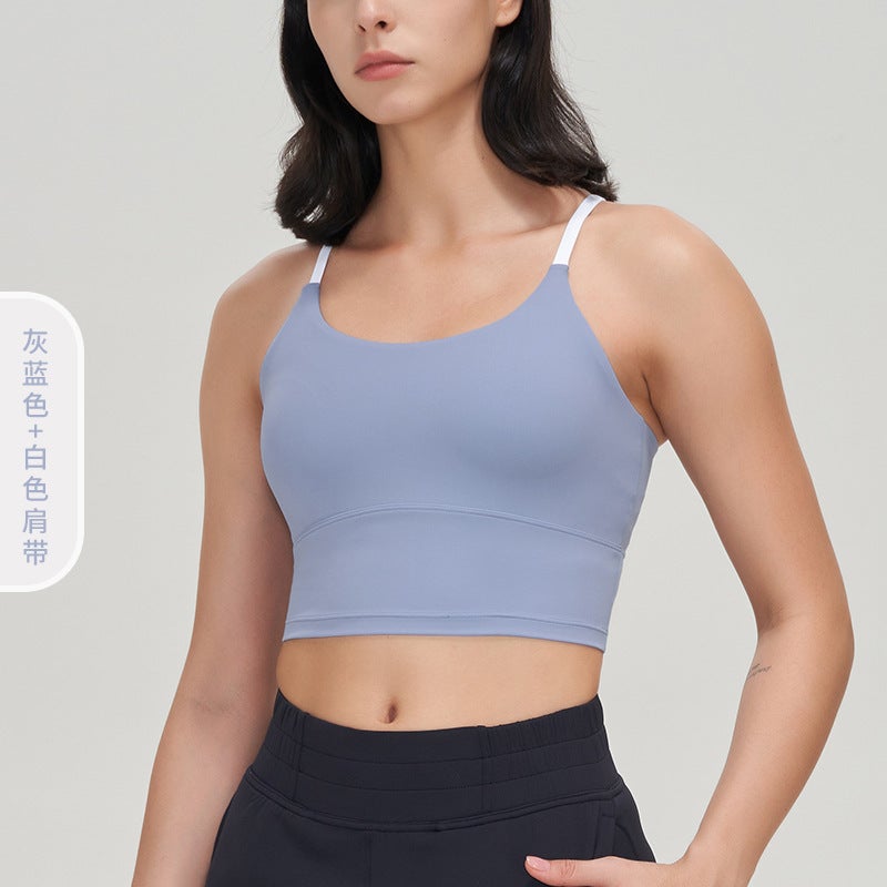 New Lulu Sports Underwear Naked Yoga Vest Water Drops Cross Beauty Back Shockproof Running Fitness Bra - Image 5