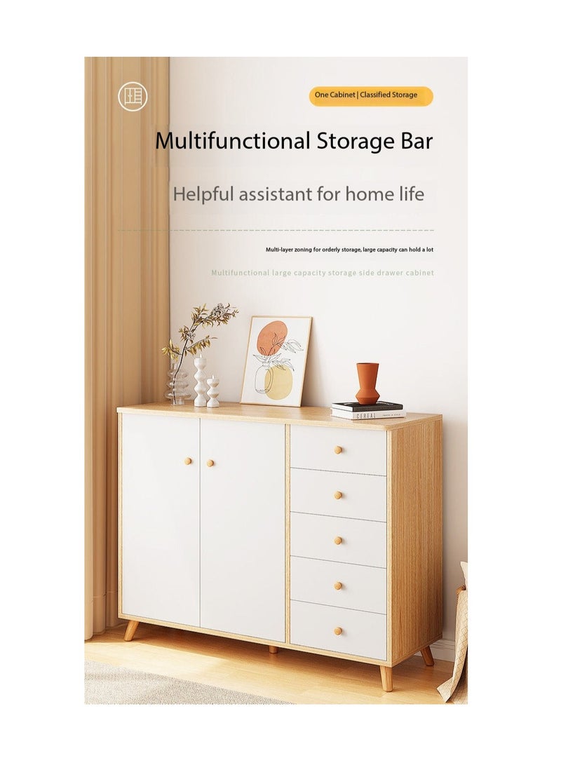 CityRiya-Long Multi-Functional Storage Cabinet,Modern Chest of Drawers,Dresser,White Buffet Sideboard Cabinet Coffee Stand,with 4 Drawers and 2 Doors for Household Items and Kitchenware Dresser, Buffet Sideboard for Living Room, Dining Room and Bedroom(GLC104) - Image 4