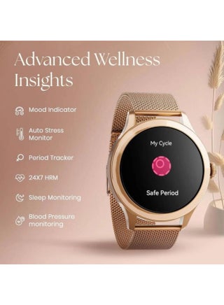 Titan Fastrack Vybe Women'S Smart Watch 1.19" Amoled Round, Health Suite, Women'S Health, BT Calling, Metal Rose Gold - view 5