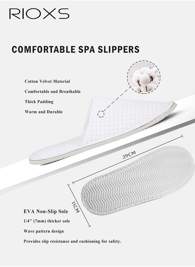 RIOXS 10 Pairs Flat Slippers, Universal Spa Slippers For Women And Men, Non-Slip Washable Half Slippers, Reusable House Slippers, Bulk Disposable Hotel Slippers For Guests, Breathable Closed Toe Slippers, White Slides Slipper For Housewarming Indoors Bathroom Wedding Party Travel  - Image 2