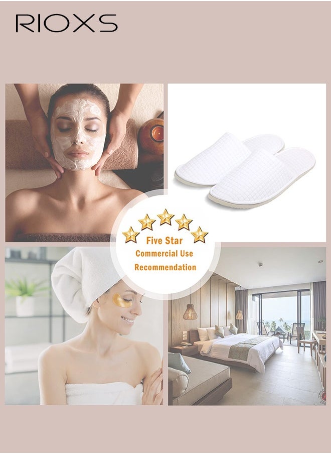 RIOXS 10 Pairs Flat Slippers, Universal Spa Slippers For Women And Men, Non-Slip Washable Half Slippers, Reusable House Slippers, Bulk Disposable Hotel Slippers For Guests, Breathable Closed Toe Slippers, White Slides Slipper For Housewarming Indoors Bathroom Wedding Party Travel  - Image 5