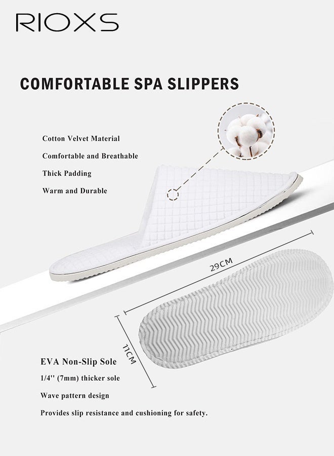 RIOXS 10 Pairs Flat Slippers, Universal Spa Slippers For Women And Men, Non-Slip Washable Half Slippers, Reusable House Slippers, Bulk Disposable Hotel Slippers For Guests, Breathable Closed Toe Slippers, White Slides Slipper For Housewarming Indoors Bathroom Wedding Party Travel - Image 3