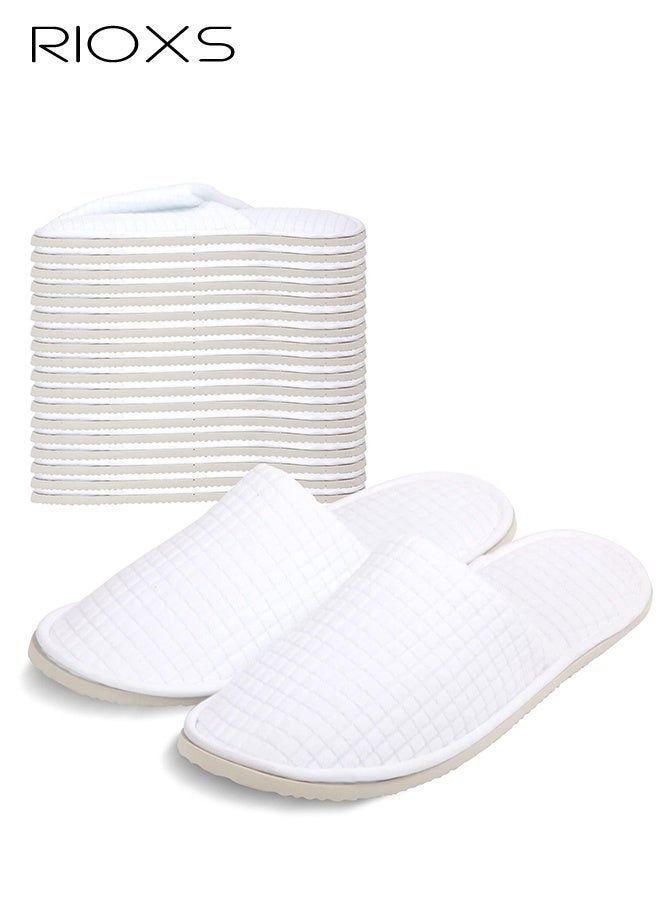 RIOXS 10 Pairs Flat Slippers, Universal Spa Slippers For Women And Men, Non-Slip Washable Half Slippers, Reusable House Slippers, Bulk Disposable Hotel Slippers For Guests, Breathable Closed Toe Slippers, White Slides Slipper For Housewarming Indoors Bathroom Wedding Party Travel - Image 1