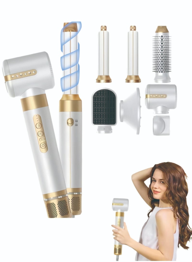 ZONBON 7 In 1 Hair Dryer Brush Styling Tools Set 1400W Hot Air Hair Curler Styler with Straightening and Curling Wands, Ionic Blow Dryer with 110,000 RPM Motor for Women Hair Types - Image 1