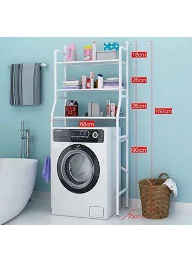 منظم غسالة متعدد الاستخدام من خامة عالية الجودة، 3 رفوف للتخزين، مقاس 65 سم عرض × 160 سم ارتفاع × 25 سم عمق – تصميم أنيق وعملي AR - Image 4