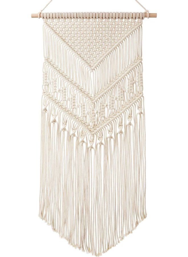 Handmade Beige Woven Macrame Wall Tapestry 40 by 70 Centimeters - Image 1