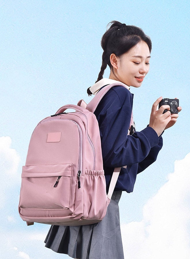 Multifunctional backpack for commuting and traveling, large capacity backpack for junior high school students, college style, ins fashion design, student schoolbag (Pink) - Image 2